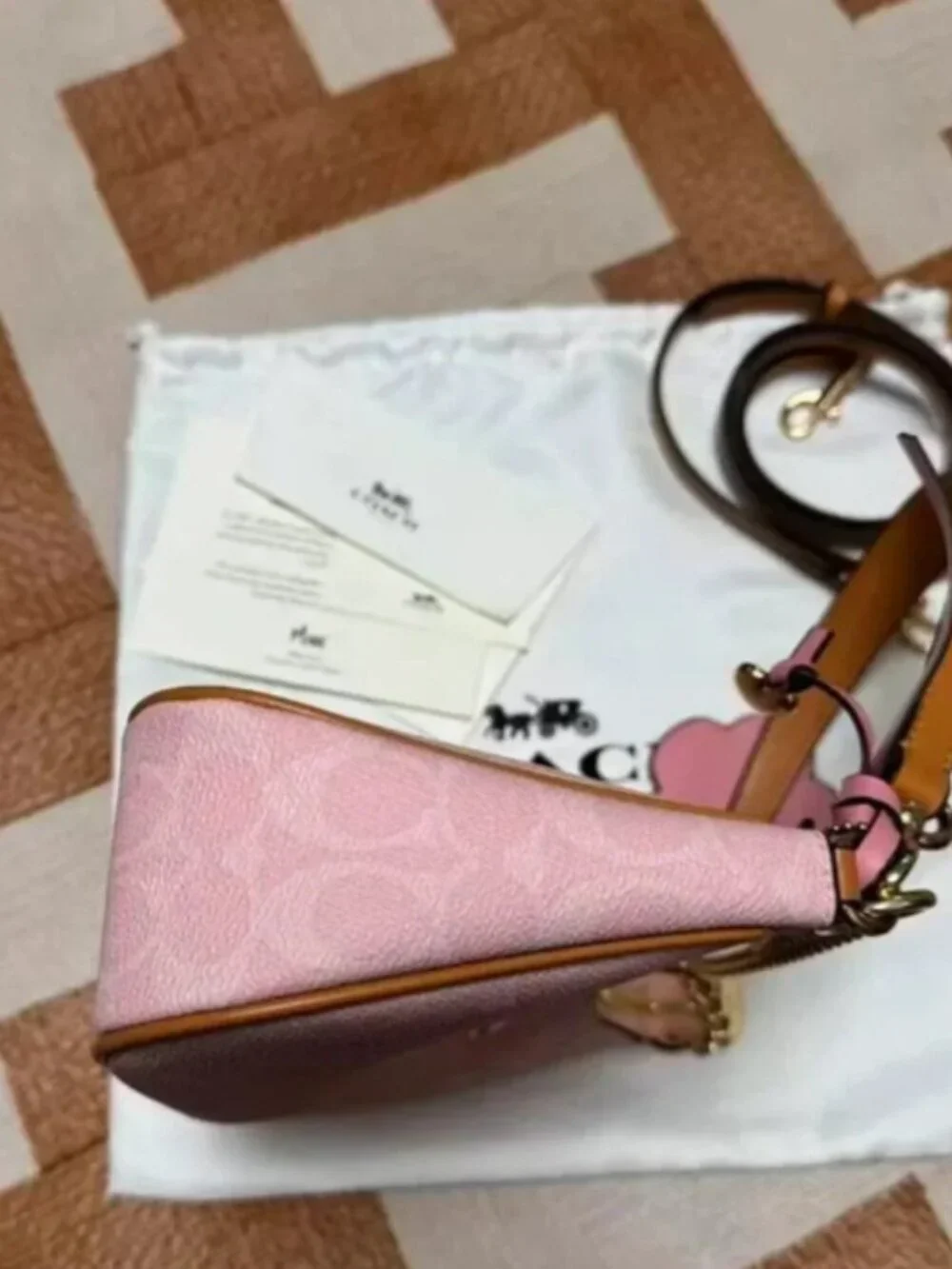 Coach Signature Pink Hobo Shoulder Crossbody Bag with Extra Strap